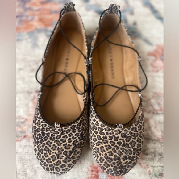 Lucky Brand Leopard Flats with Elastic Lace - Picture 2 of 3
